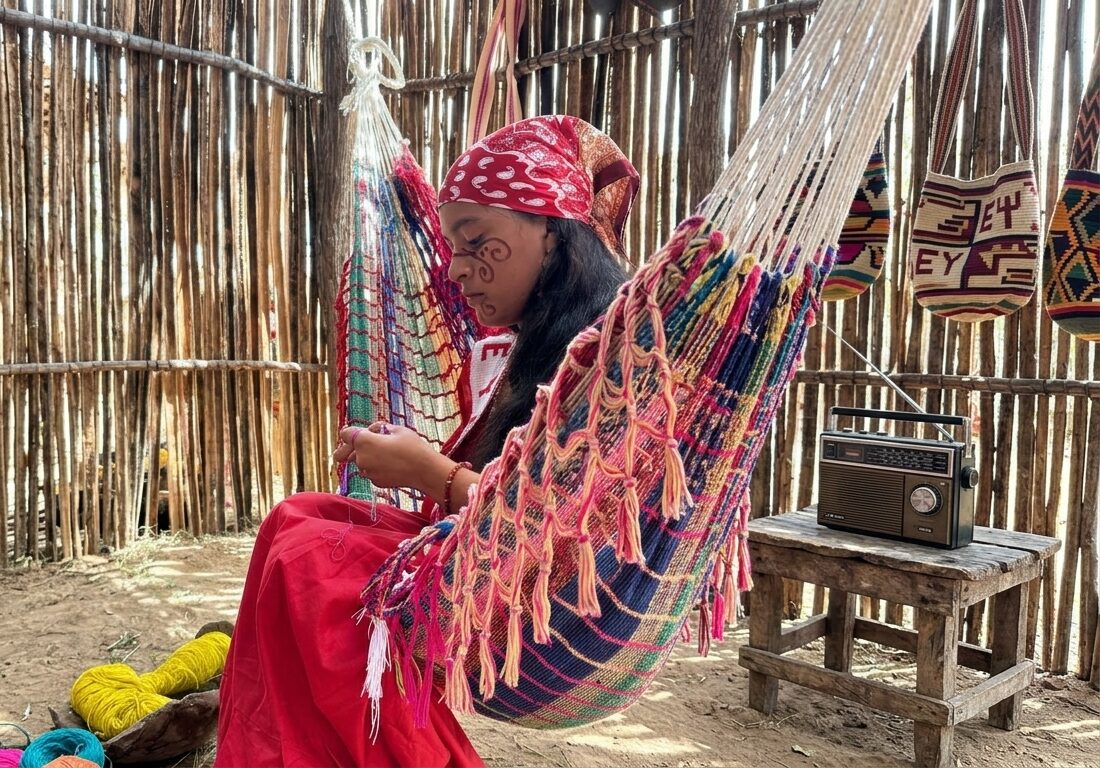 Indigena escuchando novela en la radio (1)